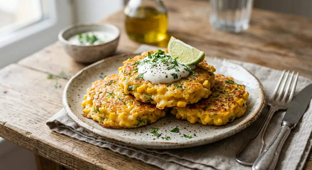 Кукурузные оладья с сыром