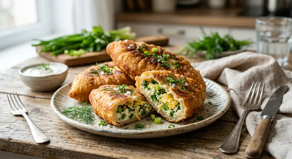Пирожки с зеленым луком и творогом